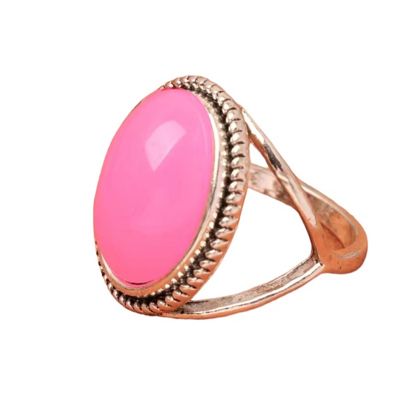 Silver and Hot Pink Stone Ring - Picture 5 of 5